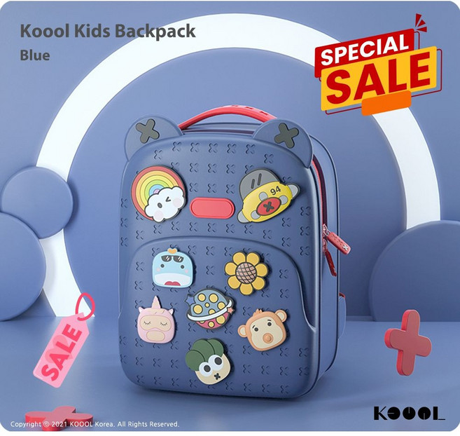 [쿨_KOOOL] 키즈 초경량 KC 인증 백팩 블루 어린이 참가방 물놀이 캠핑 가방 코리아정품 상품
