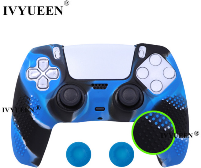 IVYUEEN PlayStation 5 PS5 DS5 컨트롤러 케이스용 미끄럼 방지 실리콘 커버 스킨 DualSense 게임패드용 엄지 스틱 그립 캡, [16] B Light Purple