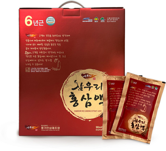 삼우리 6년근 홍삼100% 액기스 90ml*60포[홍삼근 63% 홍미삼 37%], 90ml, 1개