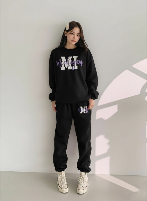 러브포텐 여성 기모 트레이닝복 세트 MI 겨울 추리닝복셋업 기모안감 상하셋트