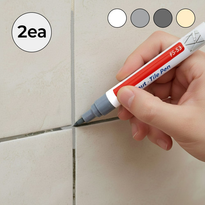 에버리즈 초강력 곰팡이 제거 마카펜 욕실 줄눈 셀프 시공 2세트, 실버, 2개