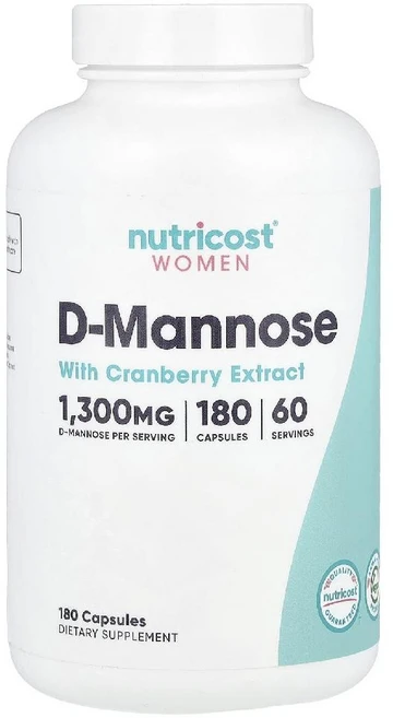 뉴트리코스트 여성 디만노스 1300mg 크랜베리 추출물 함유 D-Mannose 180정, 알약/캡슐, 1개 - 쿠팡