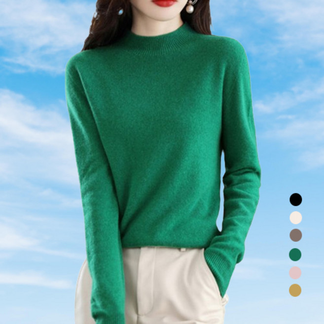 [당일출고]KAQIA 여자 겨울 니트 캐시미어 니트 여성니트 울니트 라운드넥 니트티 ZZY1001