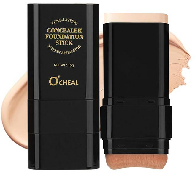 O'CHEAL 페이스 파운데이션 컨투어 스틱 롱 웨어 경량 브라이트닝 스틱 블레미쉬 컨투어링 페이스 컨실러 뷰티 메이크업 02#내추럴