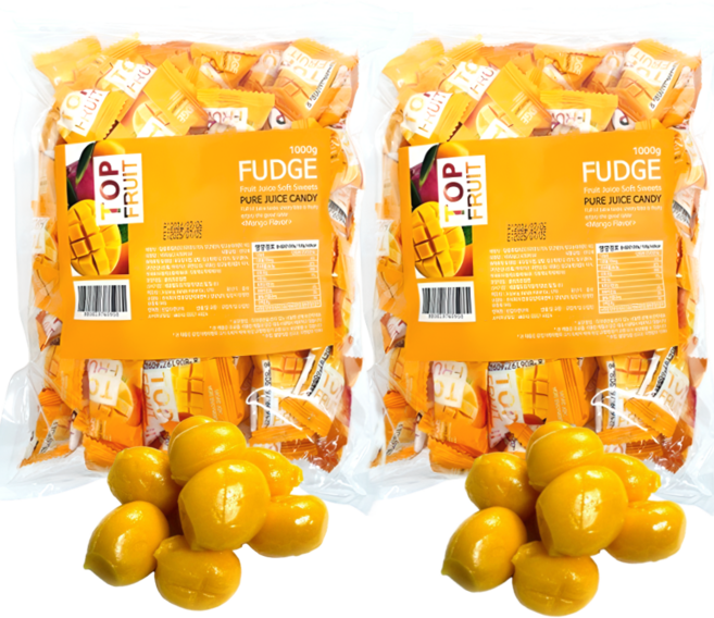 자연톡 대용량 까먹는 낱개포장 망고젤리 탑후르츠 망고맛 젤리 교회 사무실 단체 행사 간식, 2세트
