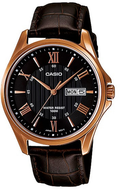 CASIO 카시오 MTP-1384L-1A 남성 브라운가죽 블랙손목시계
