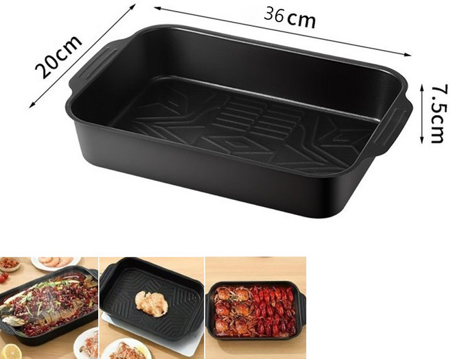 다기능의 생선그릴팬 가정용 스테이크 삼겹살 사각 인덕션고기불판, 1개, 36cm