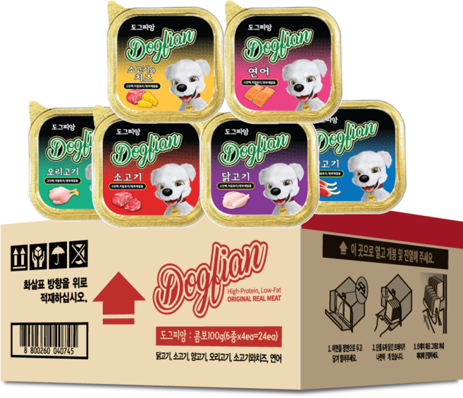 도그피앙 콤보 강아지 간식캔 사각캔, 24개, 100g
