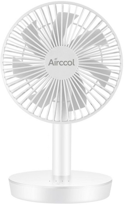 Airccol 무소음 무선 탁상용 선풍기 초경량 선풍기, 화이트, V1