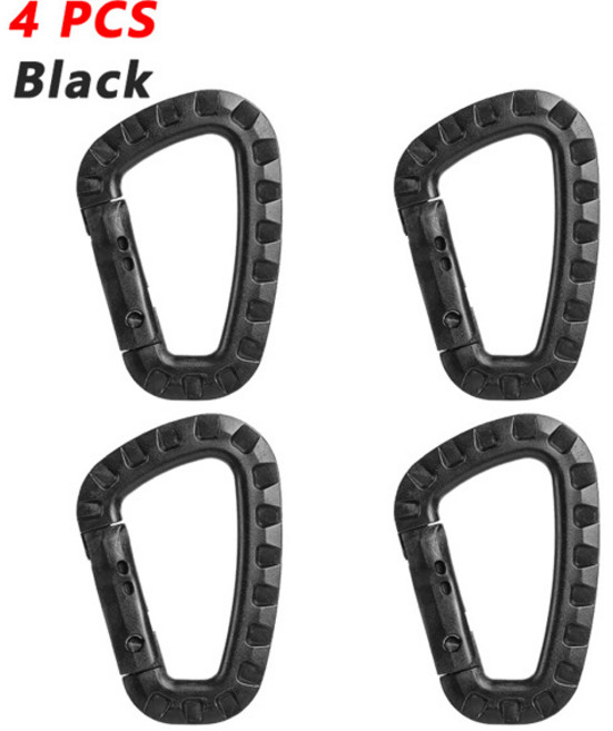 1-9Pcs 전술 3.5 플라스틱 Carabiner Molle 클립 키 체인 D 모양 하드 스프링 스냅 기어 후크 야외 캠핑 하이킹 EDC 도구, [02] 4 PCS Black