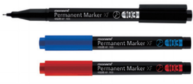 모나미 가는글씨용 네임펜 X, 적색, 1개