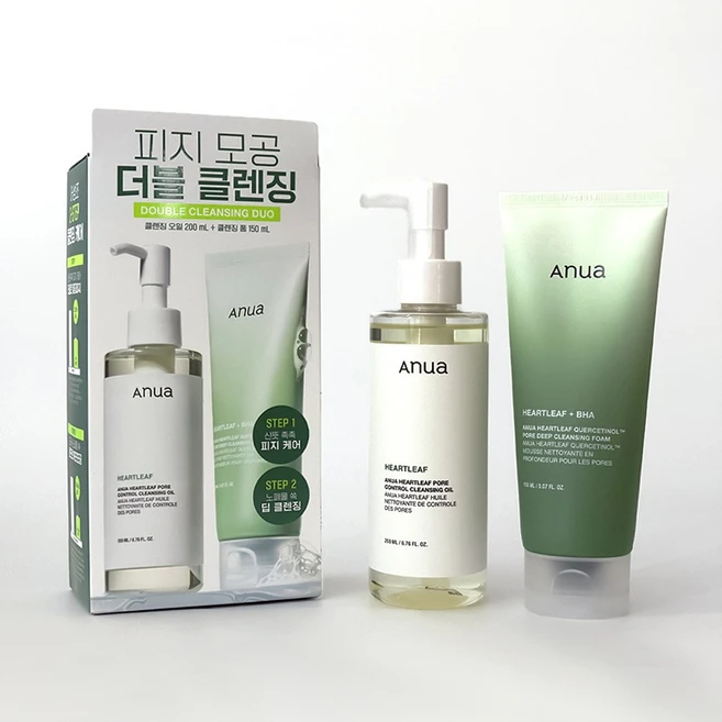 아누아 쿼세티놀 모공 딥 클렌징 폼 + 어성초 포어 컨트롤 클렌징 오일, 1개, 350ml - 쿠팡