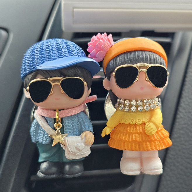 로즈하오 차량용방향제 블링블링초커 (인형 2개 + 향 1개) 1set, 라벤더