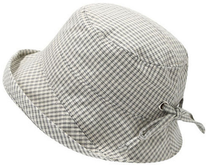 그린코코 가벼운 체크 버킷햇 스트링 포인트 데일리 벙거지 모자