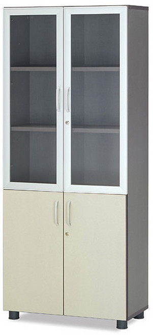 TR 사무실 회의실 5단 알루미늄 유리장 책장 수납장 사무실가구, 샌드그레이