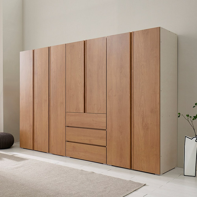 [케이컴퍼니본사] LPM 심플비2800옷장세트DCDD (옷장+3서랍옷장+400도어옷장+이불장), 아카시아