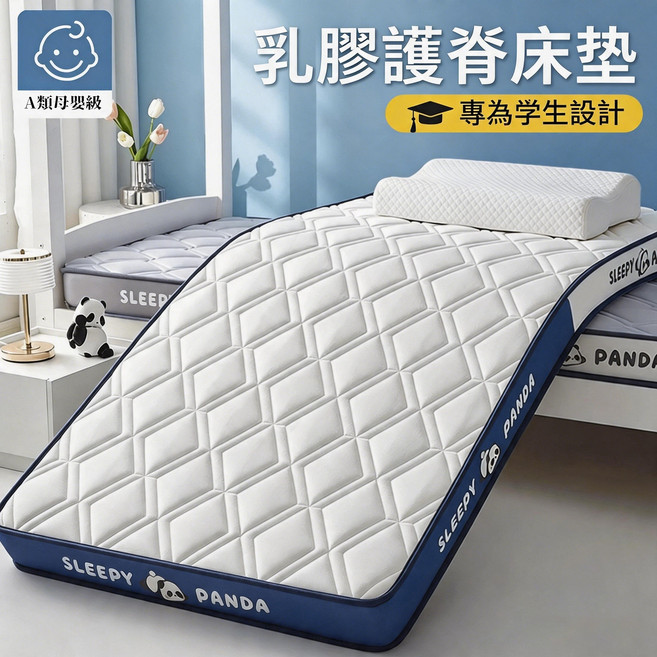 現貨隔天達 可超取 床墊 乳膠床墊 可折疊收納床墊 學生專用加厚乳膠床墊 高回彈減壓支撐脊椎 透氣不悶熱床墊 加厚床墊 軟墊 海綿床墊 多尺寸宿舍通用, TW灰色, 5