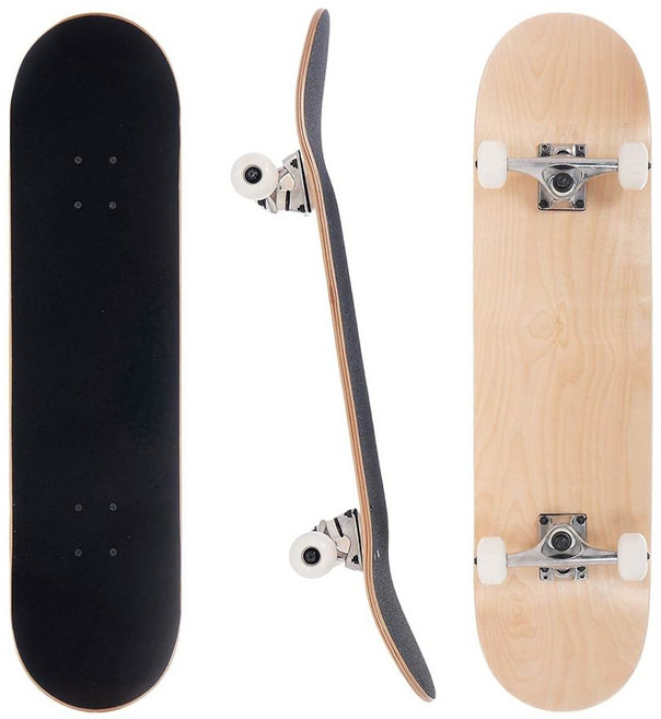 3WHYS 20.3cm(8인치) 내추럴 컴플리트 스케이트보드, Natural, 1개