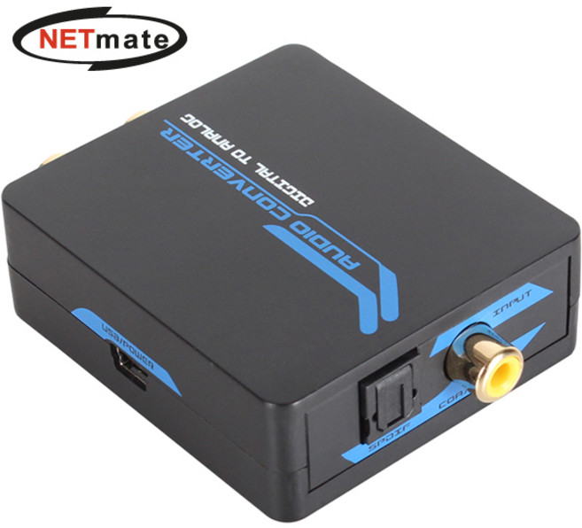 강원전자 넷메이트 NM-ACT01 디지털 to 아날로그 오디오 컨버터[Coaxial(동축) or SPDIF(광) to RCA + Stereo], 1개, NM-ACT01 디지털 to 아날로그 오디오 컨버터