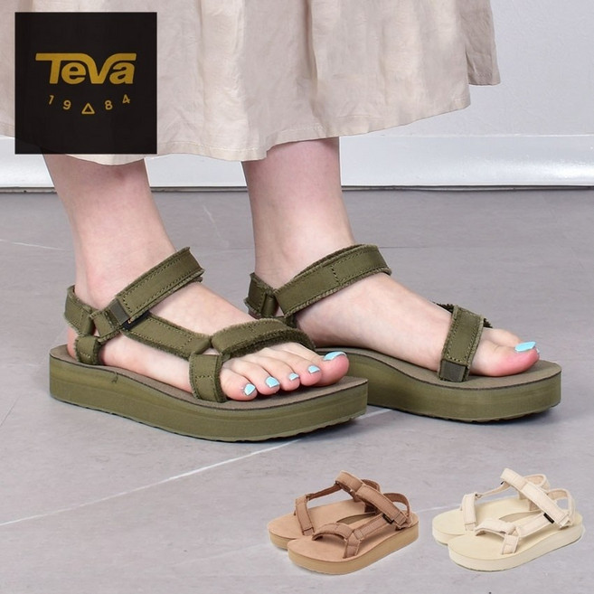 테바 Teva 미드폼 유니버설 캔버스 여성 스트랩 샌들