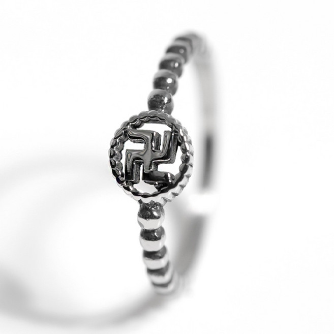 VARAM 써지컬316L스틸 엔틱 불교 절 실 만자반지