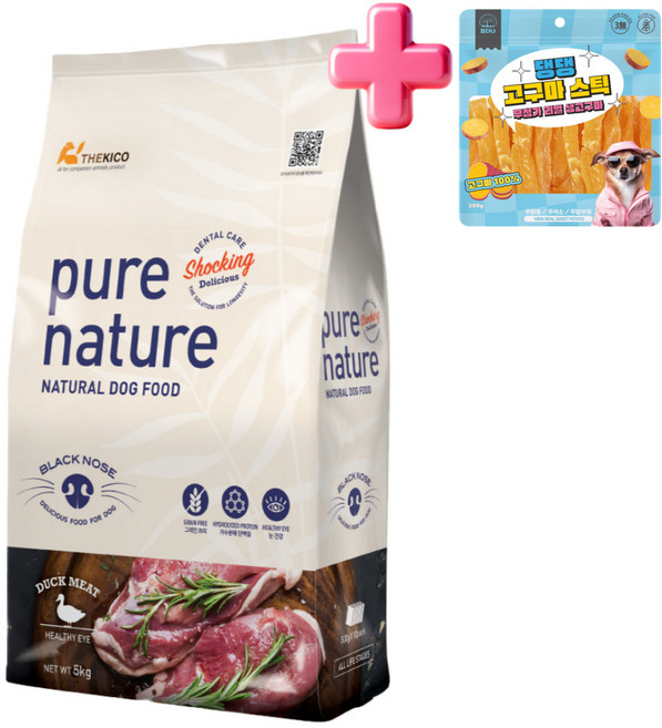 퓨어네이쳐 강아지 기능성사료 + 또다나 댕댕고구마, 1개, 5kg, 오리