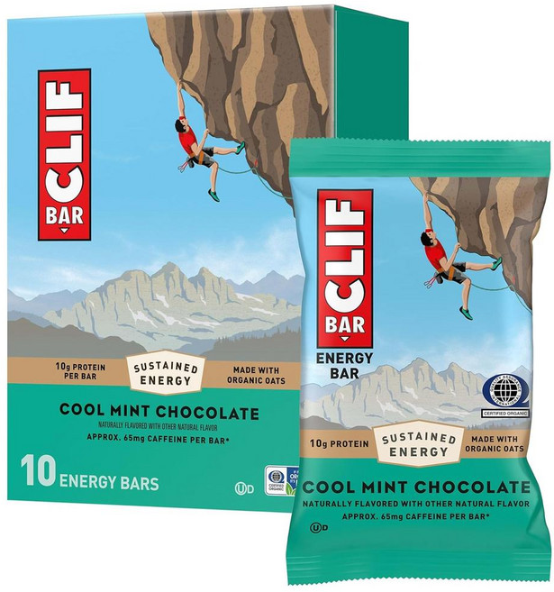 CLIF BAR 카페인이 함유된 쿨민트 초콜릿 맛 에너지 프로틴 바, 680g