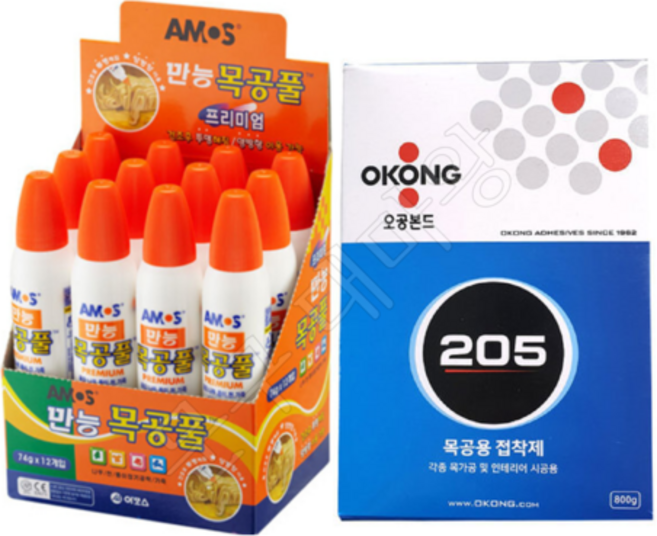 아모스 만능목공풀 12개입 1갑 목공본드 오공 205 36g 74g 공예용 가죽용 벽지, 1개