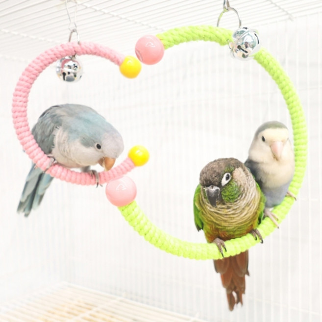 앵무새장난감 초승달 방울 횃대(S/M) 앵무새 용품 새 놀이터 코뉴어 퀘이커 왕관 모란, S, 1개