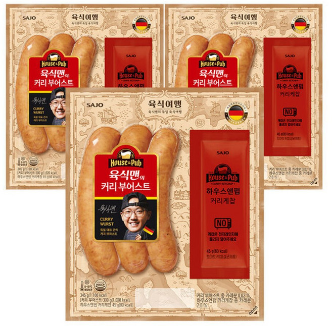 사조대림 [대림냉장] 커리 부어스트 345g x 5개, 3개