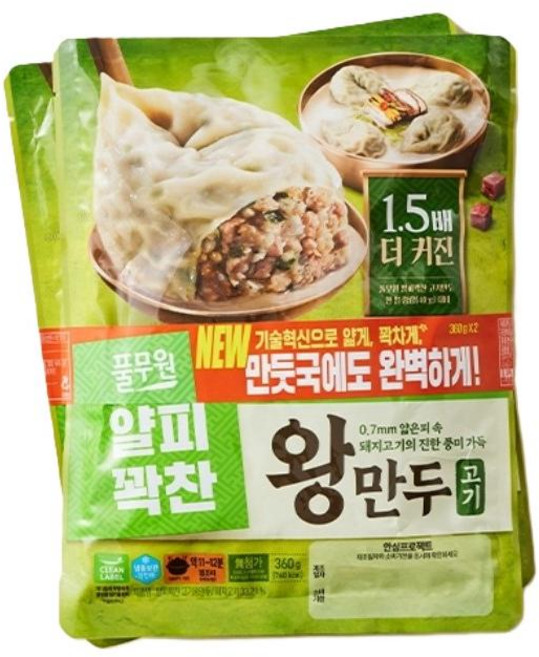 풀무원 얄피꽉찬 고기왕만두 360g 2개