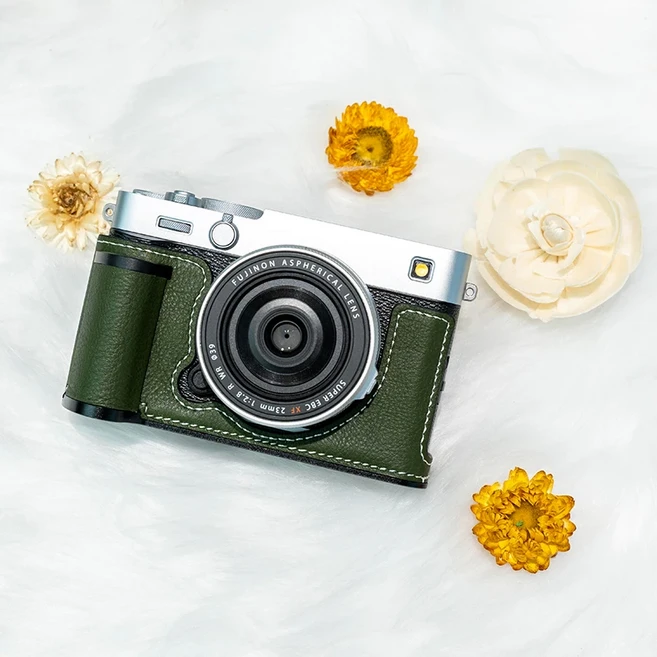 Fuji XE5용 수제 카메라 가방 어깨끈 액세서리가 포함된 가죽 베이스, 06 XE5 green only case
