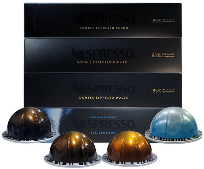 네스프레소 버츄오 캡슐커피 더블 에스프레소 4종세트 +행주 사은품증정 (스쿠로 키아로 돌체 아이스레제로), 1개