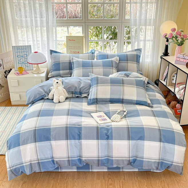 다이에나 이불 40수 순면 커버 단품 사계절 LOVE, 큰체크