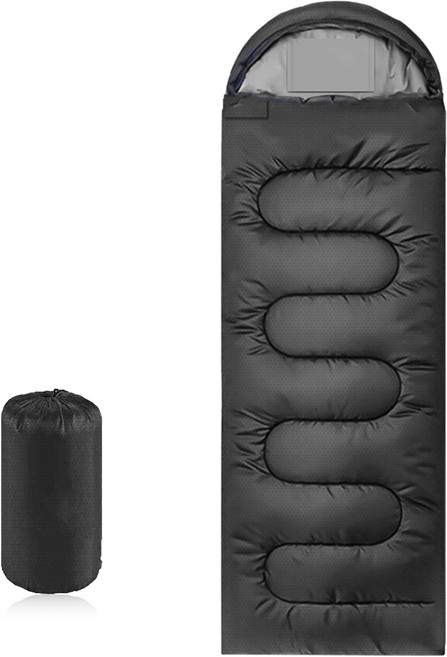 Moteur 머미형 캠핑 침낭 차박 백패킹 경량 방수 이너포켓 내장 사계절 가벼운 휴대용 컴팩트한 수납과 보온성 220*75cm, 블랙, 1개, 1KG