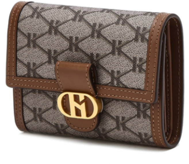 헤지스 여성용 헤리아토 시그니처 패턴 가죽 반지갑