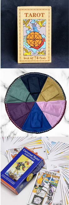유니버셜타로카드 스프레드천 세트, 사각 카멜+입문용 타로카드, 1개