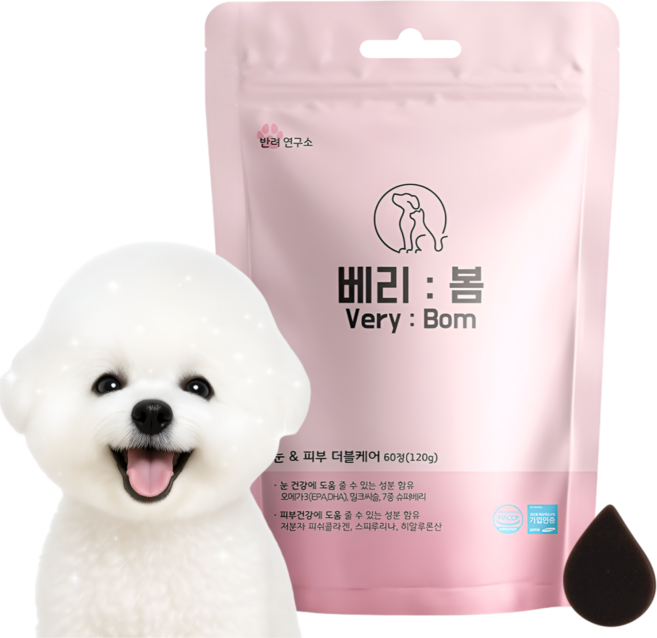 베리봄 강아지 눈 영양제 피부 눈물자국 오메가3, 60정, 종합영양제, 1개