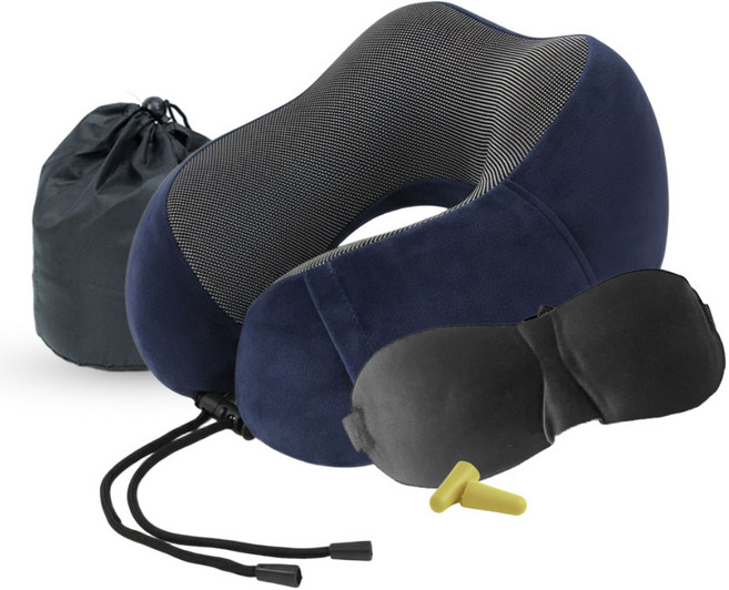 볼파스 기내용 프리미엄 메모리폼 목베개 (안대+이어플러그+파우치 포함)
