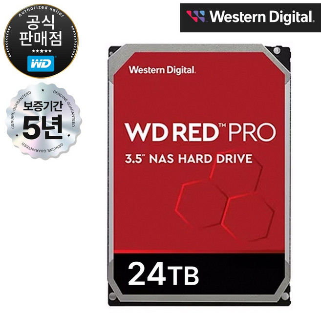 WD RED PRO NAS HDD SATA3 3.5인치 하드디스크 24TB (WD240KFGX), WD240KFGX