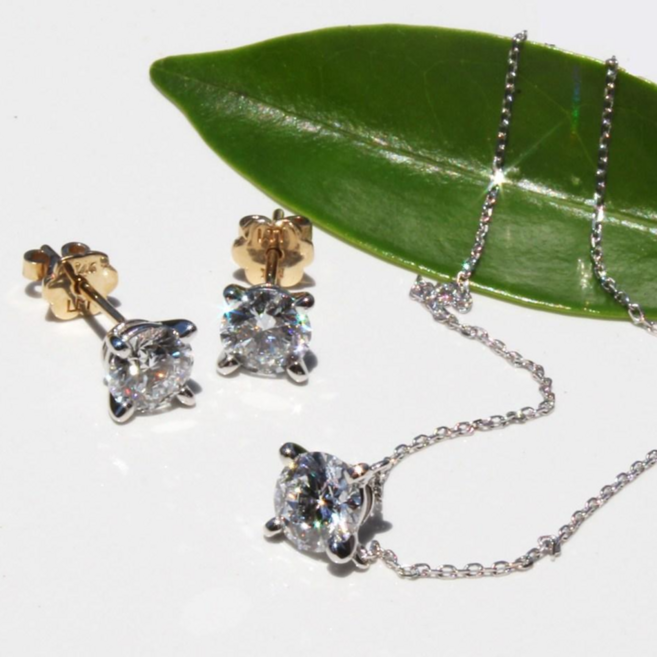 렝땅은세상 (Silver World) 랩다이아 랩그로운 라운드컷 다이아몬드 목걸이 14K 골드 [IGI 보증서 & 선물박스 포함] 주문제작 1주일 소요