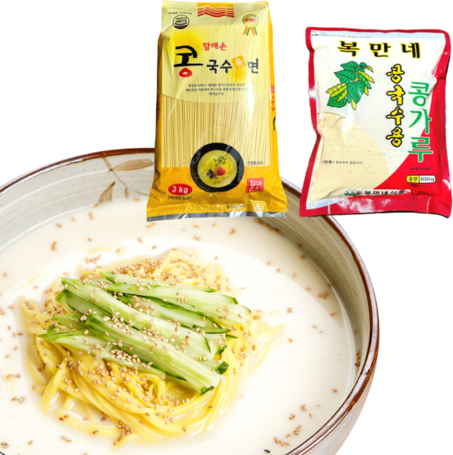 할매손 콩국수 밀키트 노란 건면 복만네 콩국수용 콩가루, 3세트, 3.85kg
