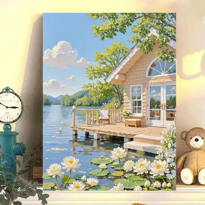 샤이닝포인츠 선물급 힐링 컬러라인 DIY 유화그리기 세트, 1개, 화이트