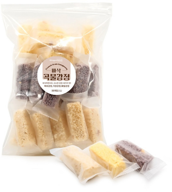 워니네 바삭하고 단백한 종합 곡물강정(흑미/기장/메밀) 210g 건강과자 간식, 1개