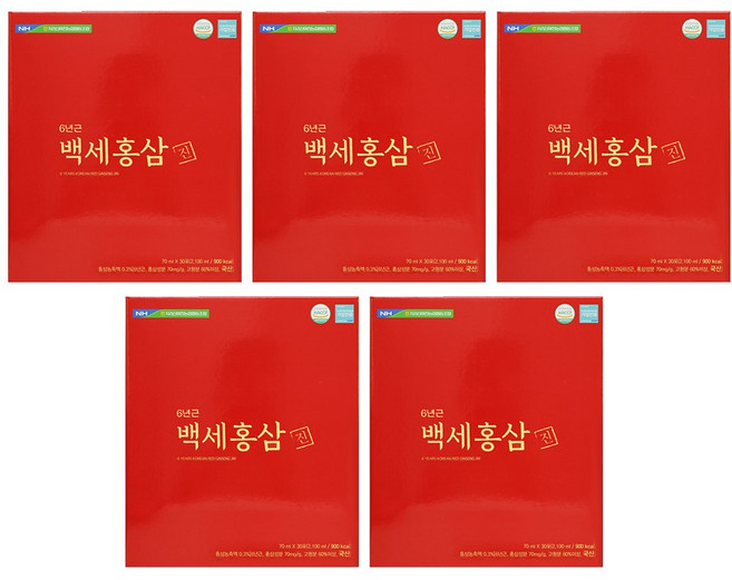 지라산마천농협 6년근 농협 백세홍삼진 30포 X 5박스, 5개, 2.1L
