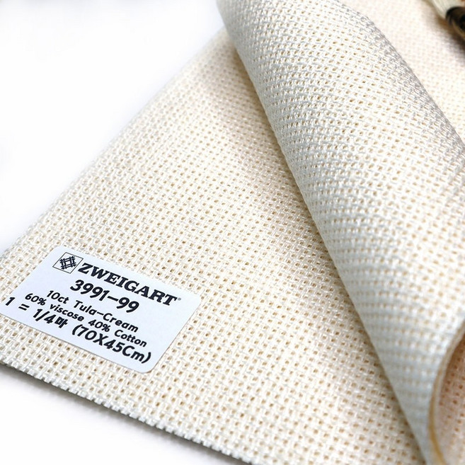 쯔바이 자수원단 10카운트-Tula-Cream/3991-99, 1개