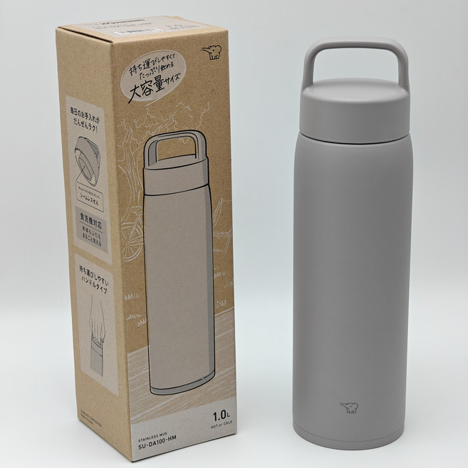 象印不銹鋼真空吊環保溫杯 SU-DA80 SU-DA100, 暖灰色HM, 1個, 1000ml