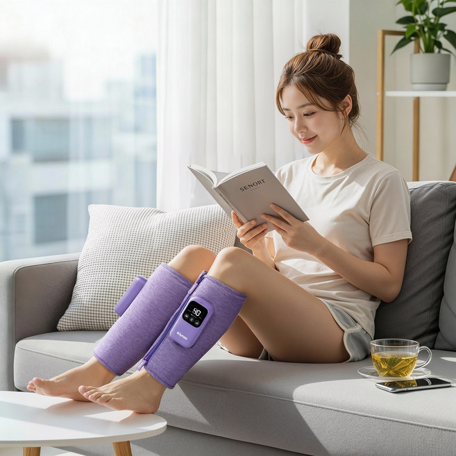 크린조 종아리 마사지기 | 무선 온열 & 공기압 강도조절 (지퍼형) 좌우 1set/발과 다리 피로 완벽 해소/K-709D, 퍼플, 크린조 K-709D