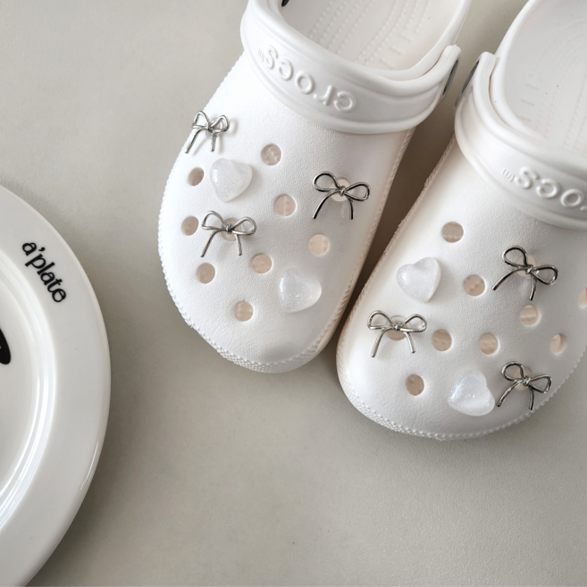 엘제이플 실버 쁘띠 리본 하트 파츠 세트