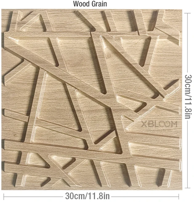 3D 벽 패널 비접착식 스티커 기하학적 다이아몬드 조각 거실 아트 하우스 장식 30x30cm, 17 Wood Grain